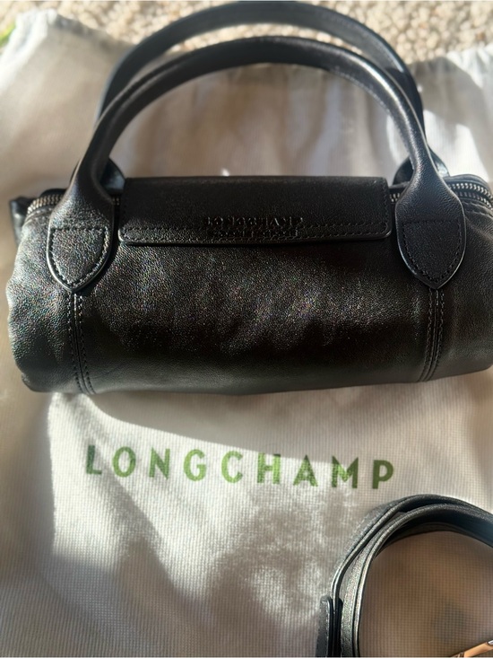 Longchamp Handbags - Longchamp Le Pliage Cuir XS Black Leather Discontinued Paris Dust Bag